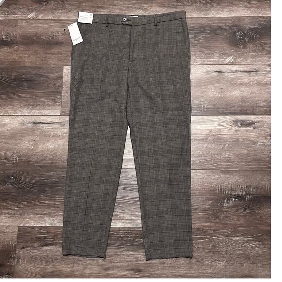 Goodfellow & Co Men's Brown Plaid Slim Fit Trouser Size 36 X 32, NWT - Picture 1 of 5